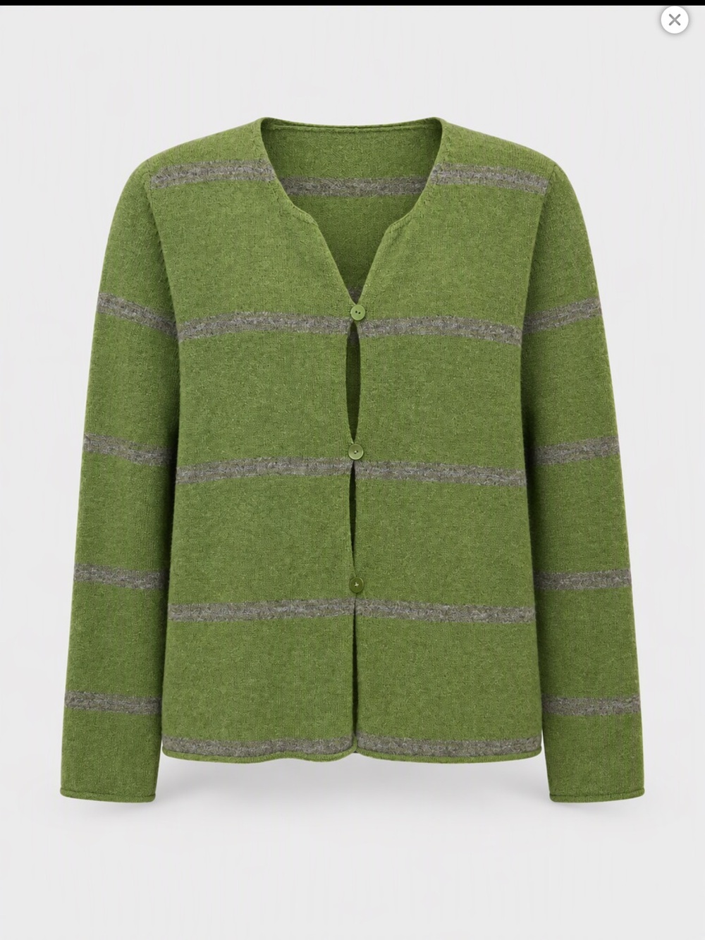 Marina Sinclair Benetti Green and Gray Striped Button-Front Cardigan